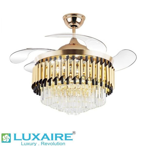 Gold canoli LUX SLR0002 Crystal Retractable Blade Luxaire BLDC Decorative Fan