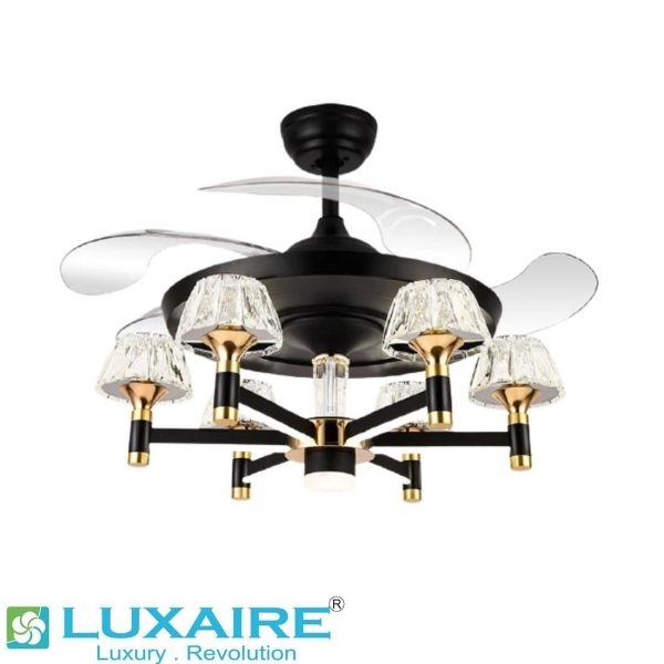 Panettone Black LUX SLR0005 Crystal Retractable Blade Luxaire BLDC Designer Fan