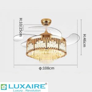 Savollardi LUX SLR0001 Crystal Retractable Blade Luxaire BLDC Decorative Fan