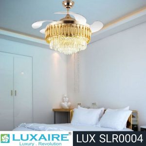 : Cassata Gold LUX SLR0004 Crystal Retractable Blade Luxaire BLDC Decorative Fan