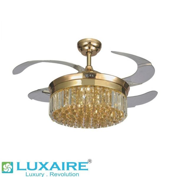 1. LUX AA0012 Gold Retractable Blade Luxaire Decorative Fan