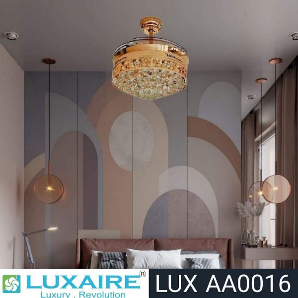 2. LUX AA0016 Gold Deco Crystal Retractable Blade Luxaire