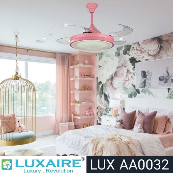 4. LUX AA0032 Pink Retractable Blade Luxaire Decorative Fan