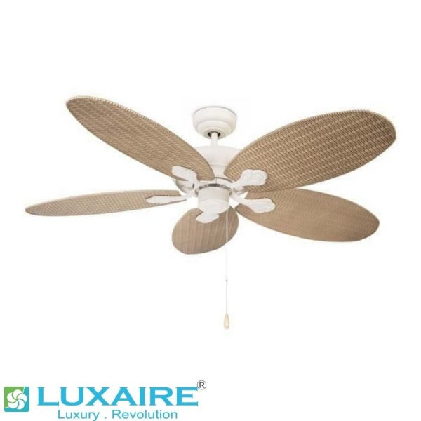 LUX 2032 off white natural brown rattan fan