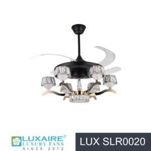 Panettone Neo LUX SLR0020 Crystal Gold Retractable Blade Luxaire BLDC Chandelier Fan